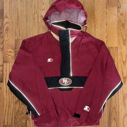 San Francisco 49ers Starter Vintage 1/4 Zip Windbreaker Size Medium
