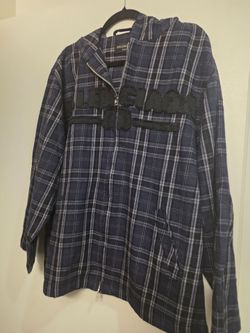 Balenciaga Plaid Zip Up Hooded Jacket sz xl 3