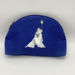 RARE! Vintage 1980’s PIERROT LOVE Zippered Blue Make-up Bag Very Clean w/Some Staining Inside 8x5.75