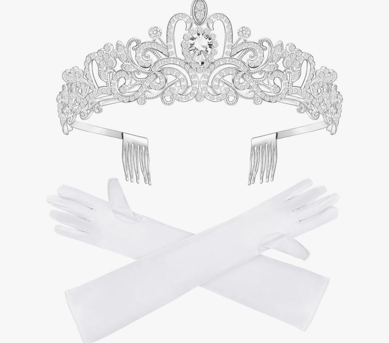 Formal Gloves & Princess Tiaras for Women Wedding Brides Costume,homecoming prom