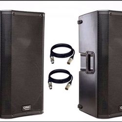 QSC K12 PAIR WITH TRAVEL TOTE and STANDS