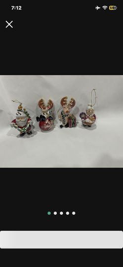 Porcelain Holiday Christmas Ornaments Set of Four (4)