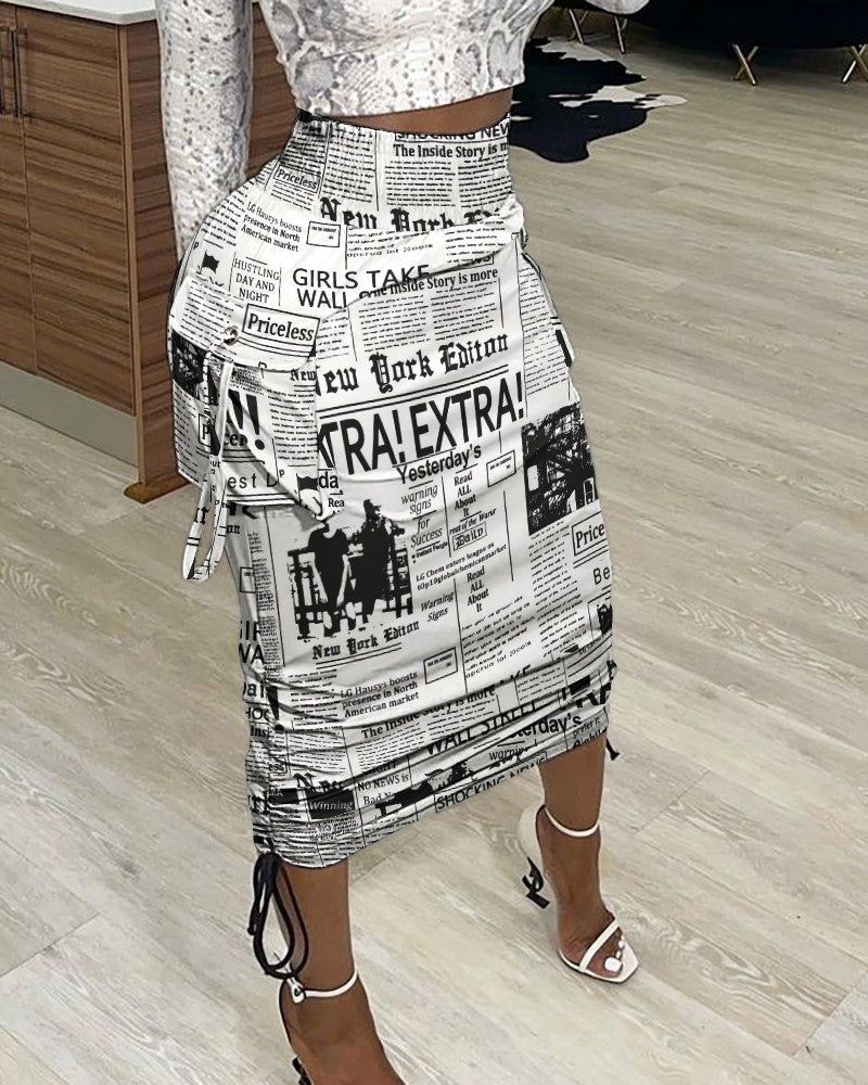 Newspaper Drawstring Skirt