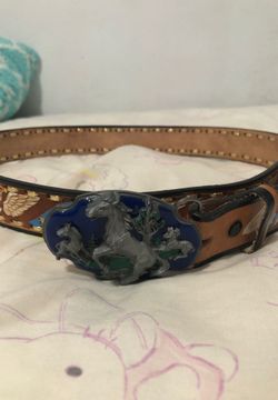New belt from old town San Diego a Cowboy Cow leather belt with original Classic horse buckles
