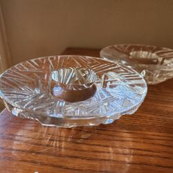 Two Christmas crystal votive candle holders