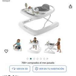 Ingenuity Step & Sprout - Andador plegable 3 en 1 para actividades para bebés con juguetes extraíbles a partir de los 6 meses, primer bosque