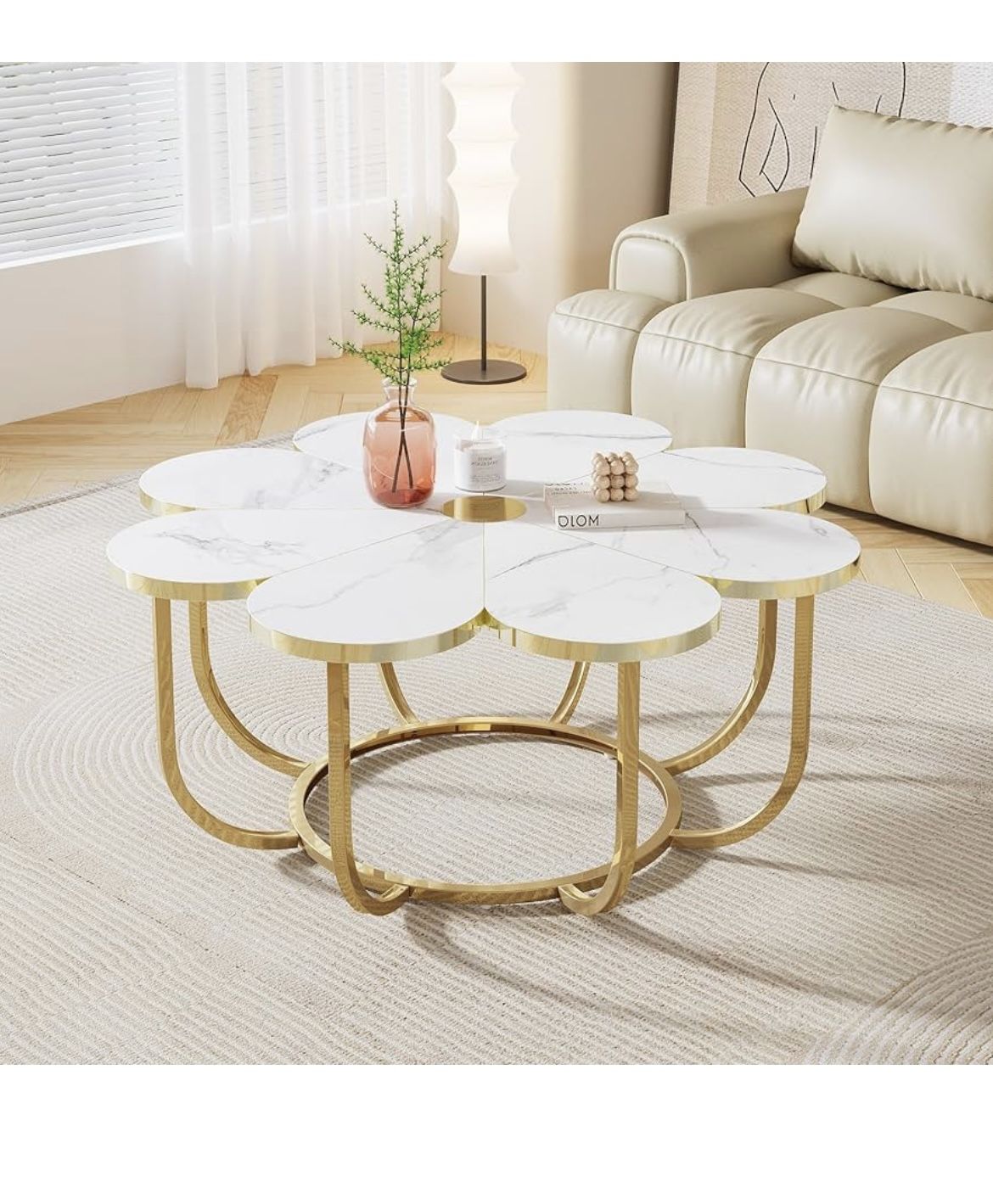Floral Marble Coffee Table – Modern, Elegant & Like New