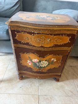 Hand-Painted Floral Wood Cabinet $10