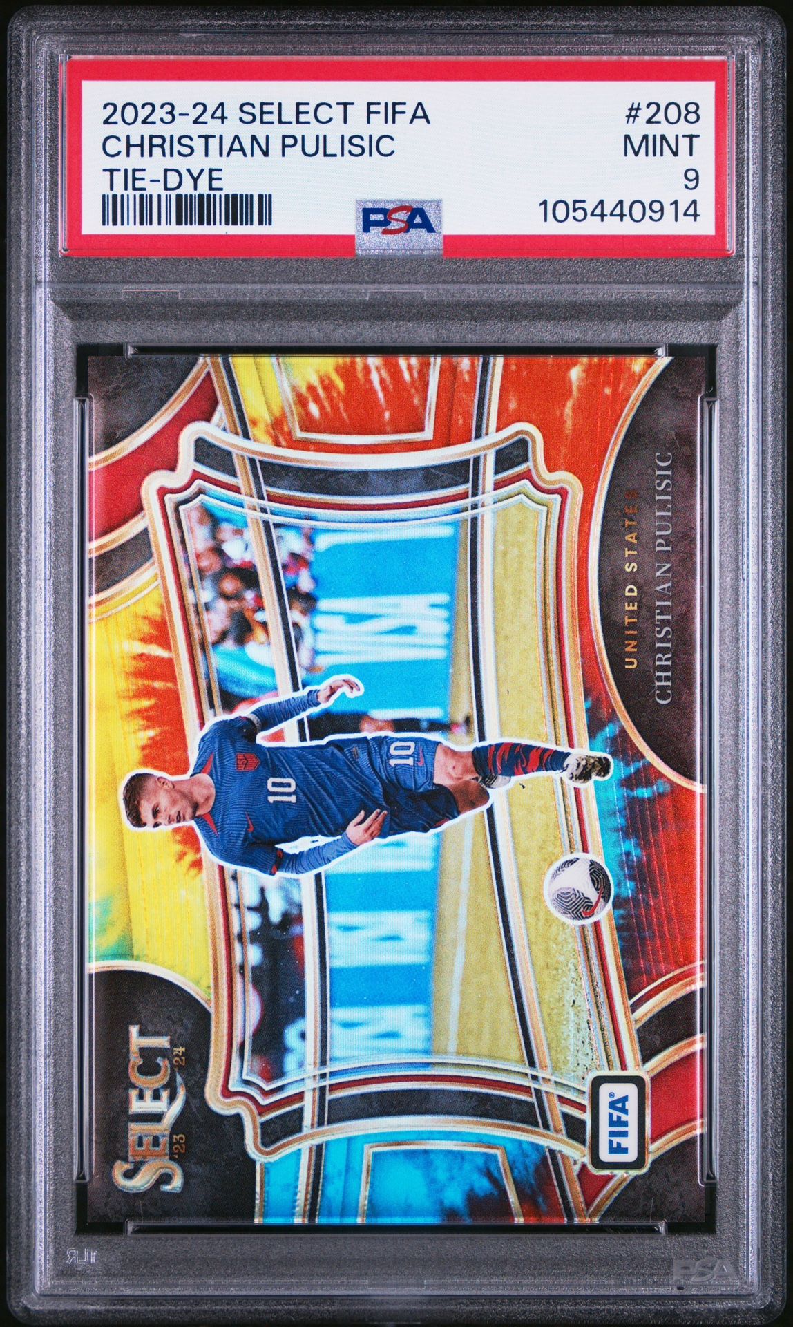 2023-24 Select FIFA Christian Pulisic Tie Dye /30 #208 PSA 9 USA AC Milan