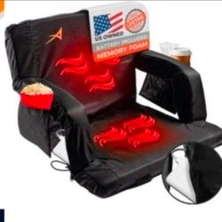 Cushioned, 4 pockets. ACELETIQS Stadium Seats for Bleachers with Back Support – USB Battery Included - Upgraded 3 Levels of Heat - Foldable Chair -  F
