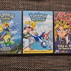 •Pokémon Heros The Movie•Pokémon 4 Ever•Yu-gi-oh Match Of The Millennium Pt2 Vol 13 