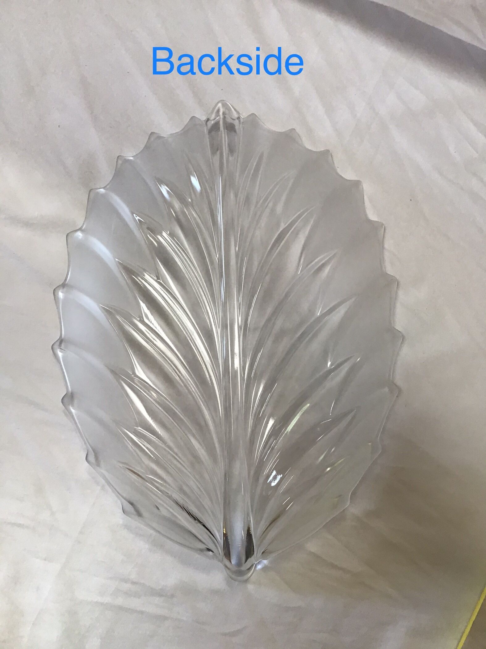 Frosted and Clear Glass Leaf Shaped Platter