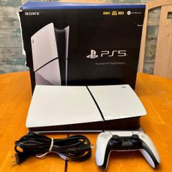 PS5 Slim Disk-Free Edition 825GB Gaming Console w/ DualSense Controller and Cords