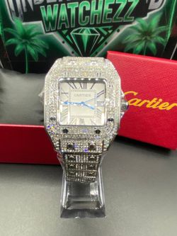 Santos Iced Out Watch Stainless Steel *Box Included*