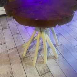 Wood Tree Accent Table