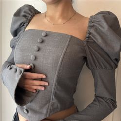 Chic Gray Corset Top New