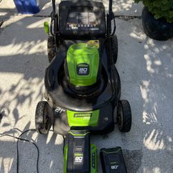 Greenworks 80v Self Propelled Lawnmower With Batteries And Charger