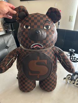 Sprayground Bear Backpack Brown Checkered