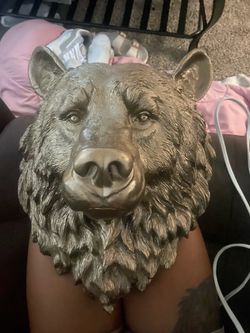 Wooden Golden bear head