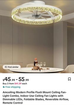 Amceiling Flush Mount Ceiling Fan with LED Light