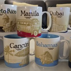 $ 25 ea Starbucks Mugs Puerto Rico, Manila, Dubai, Phoenix, Cancun, Bahamas, Chicago
