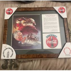 1998 Coca Cola Haddon Sundblom Travel Refreshed Santa & Sprite Boy Framed Print