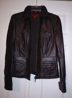 New brown real leather women's jacket size smile