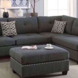 New Gray Or Black Sectional And Ottoman Sofa Couch 