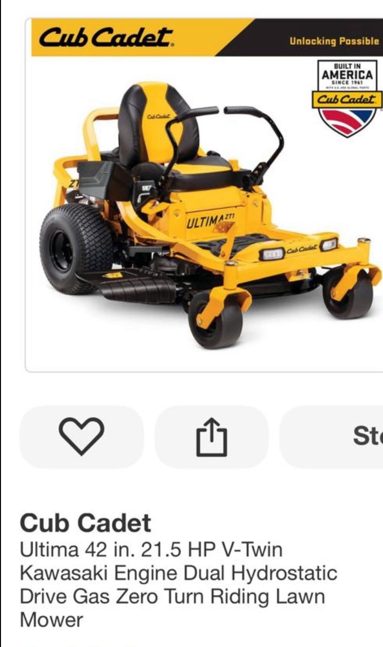 Cub cadet Ultima 42 in. 22 HP V-Twin Kohler 7000 Engine Dual Hydrostatic Drive Gas Zero Turn Riding Lawn Mower