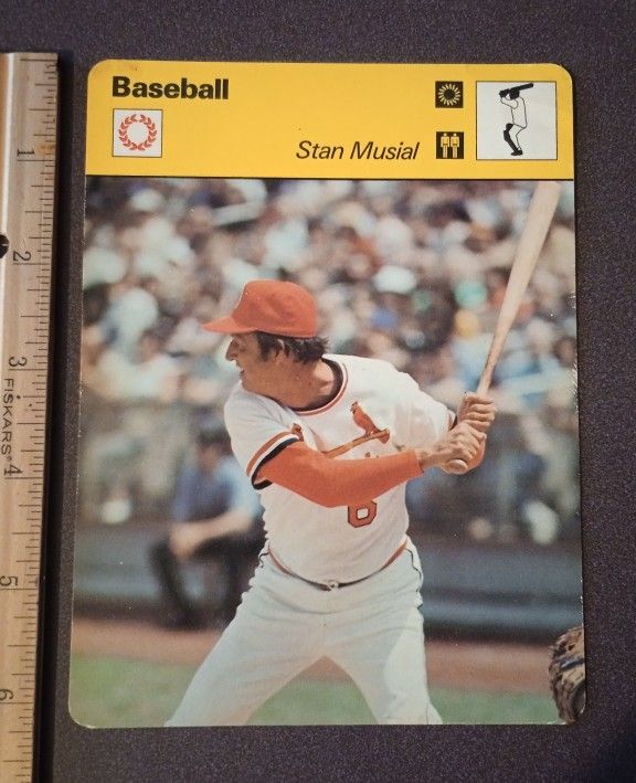 1978 Sportscaster Stan The Man Musial Saint Louis Cardinals St  Hall Of Fame HOF Baseball Photo Large Over-sized Card Collectible Vintage Italy