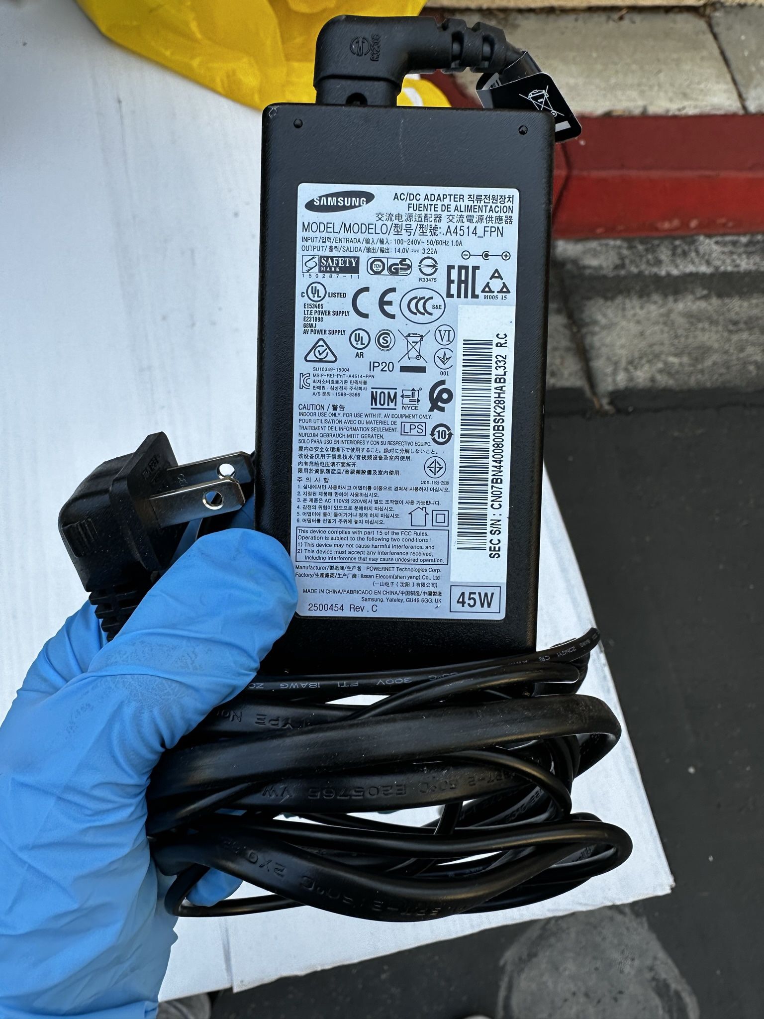 Samsung AC Adapter MODEL: 型号/型號:A4514_FPN