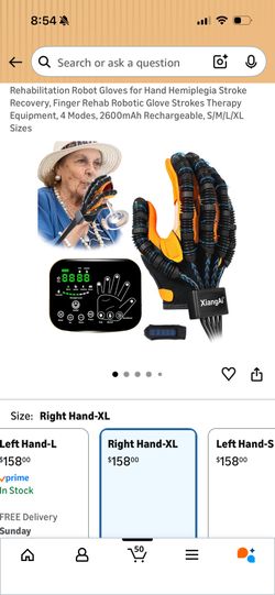 Rehabilitation Robot Gloves for Hand Hemiplegia Stroke Recovery, Finger Rehab Robotic Glove Strokes Therapy Equipment, 4 Modes, 2600mAh Rechargeable