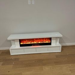 Must Go! White Fireplace TV Stand – Free Shipping in DFW ! Financing 
