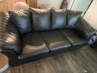 Black Faux Leather Sofa Bed and Reclining Chair