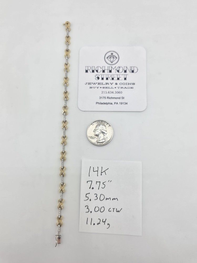 14k gold 3ctw diamond bracelet