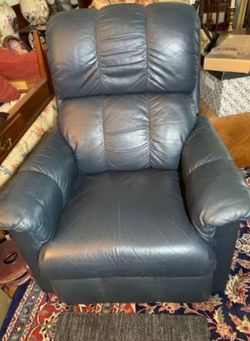 Blue leather rocker recliner