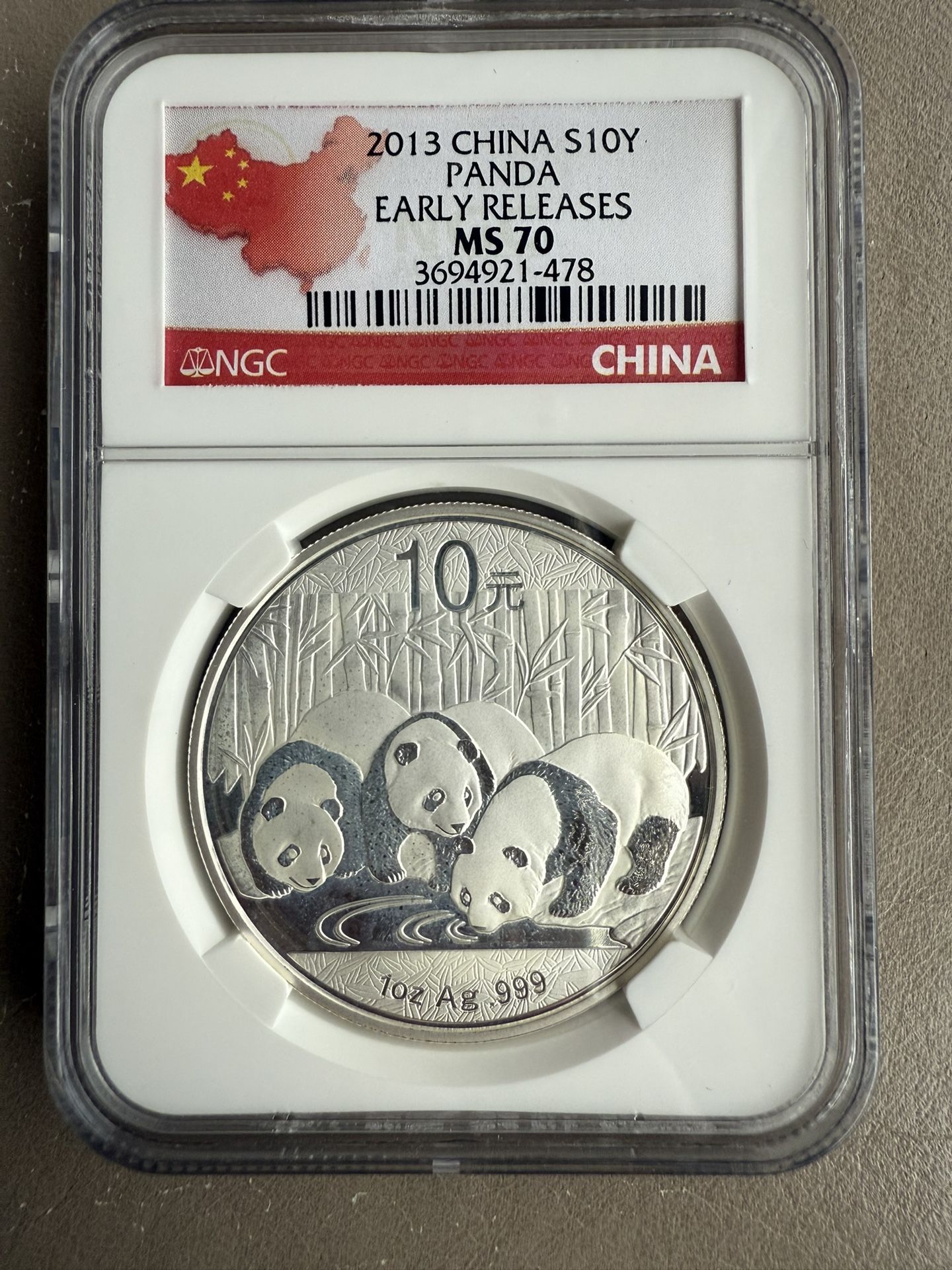 2013 NGC MS70 Panda 1oz Silver Coin 