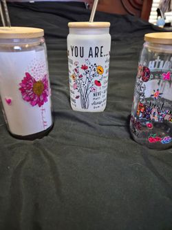 Glass cups with straw