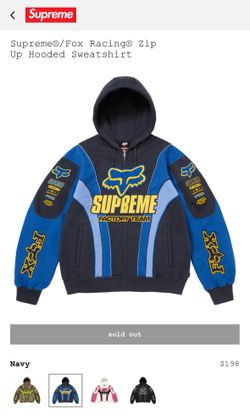Medium Supreme Fox Racing Zip Up Hooded Sweatshirt