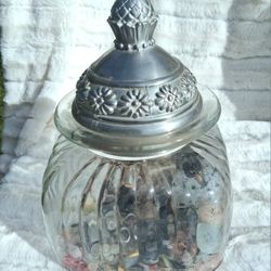 Glass Jar With Vintage Buttons Art Crafts Sewing Room Decor