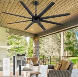 65" Ceiling Fan Modern with Remote Control and 8 Blades Black New, Open Box