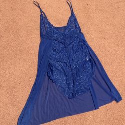 New Small blue lace bodysuit lingerie stretchy