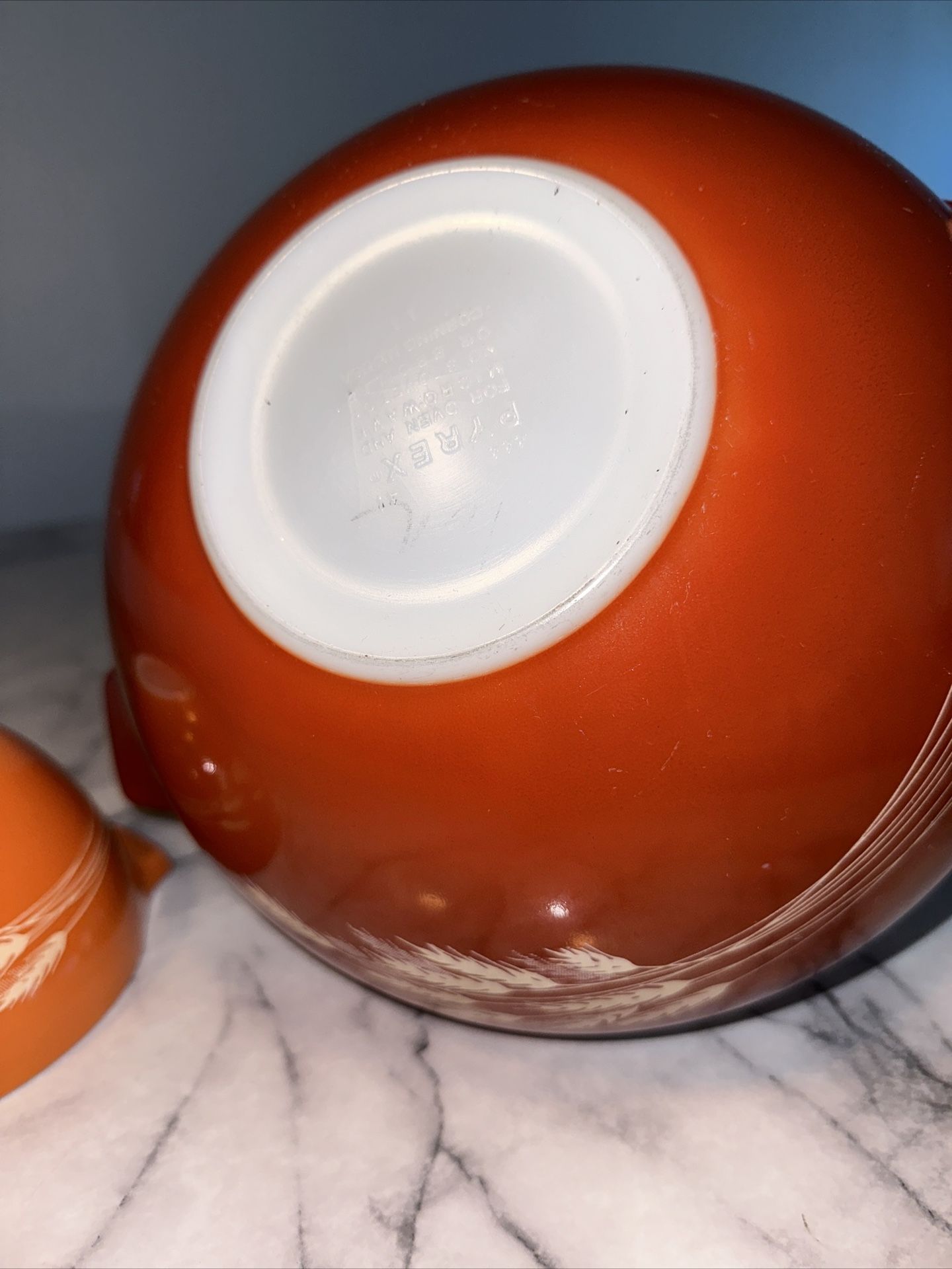 Vintage Pyrex Autumn Harvest Wheat Nesting Cinderella Mixing Bowls Set of 3