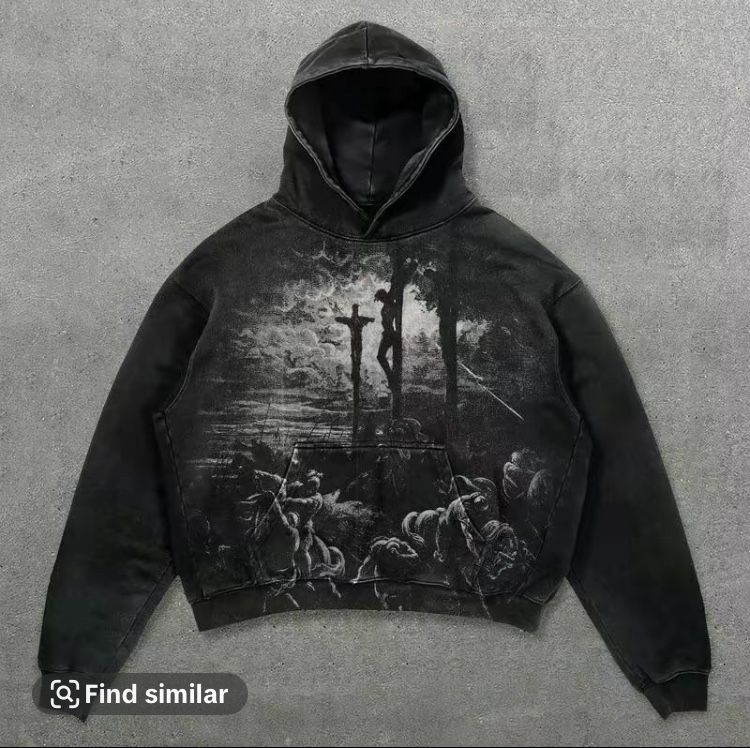 Jesus Cross Print Hoodie