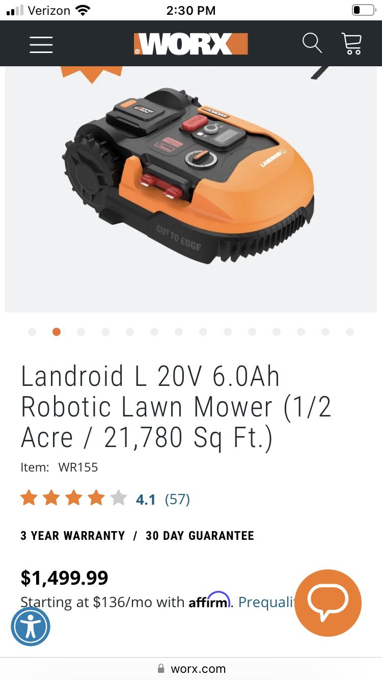 WORX Landroid L 20V Robotic Lawn Mover with Garage & Sensors! Great Deal!!!