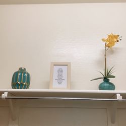 Vase, Picture Quote And Flower Decor