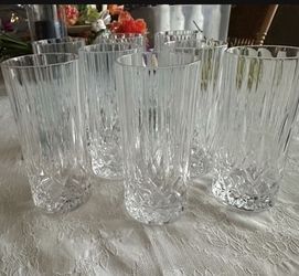 Set Of 8 Highball Crystal Glasses