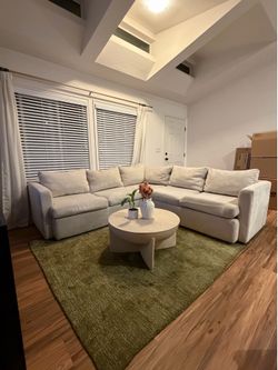 Basil Porcelain White Fabric Modular Living Room Sectional Set