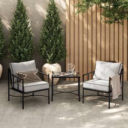 mopio Odelia 3 Piece Outdoor Furniture Set, Bistro Table and Chairs Set of 2, Premium Metal Patio Conversation Set, for Balcony, Small Apartments, Por