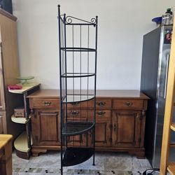 Corner Black Metal and Glass Shelving Unit Shelf Shelves